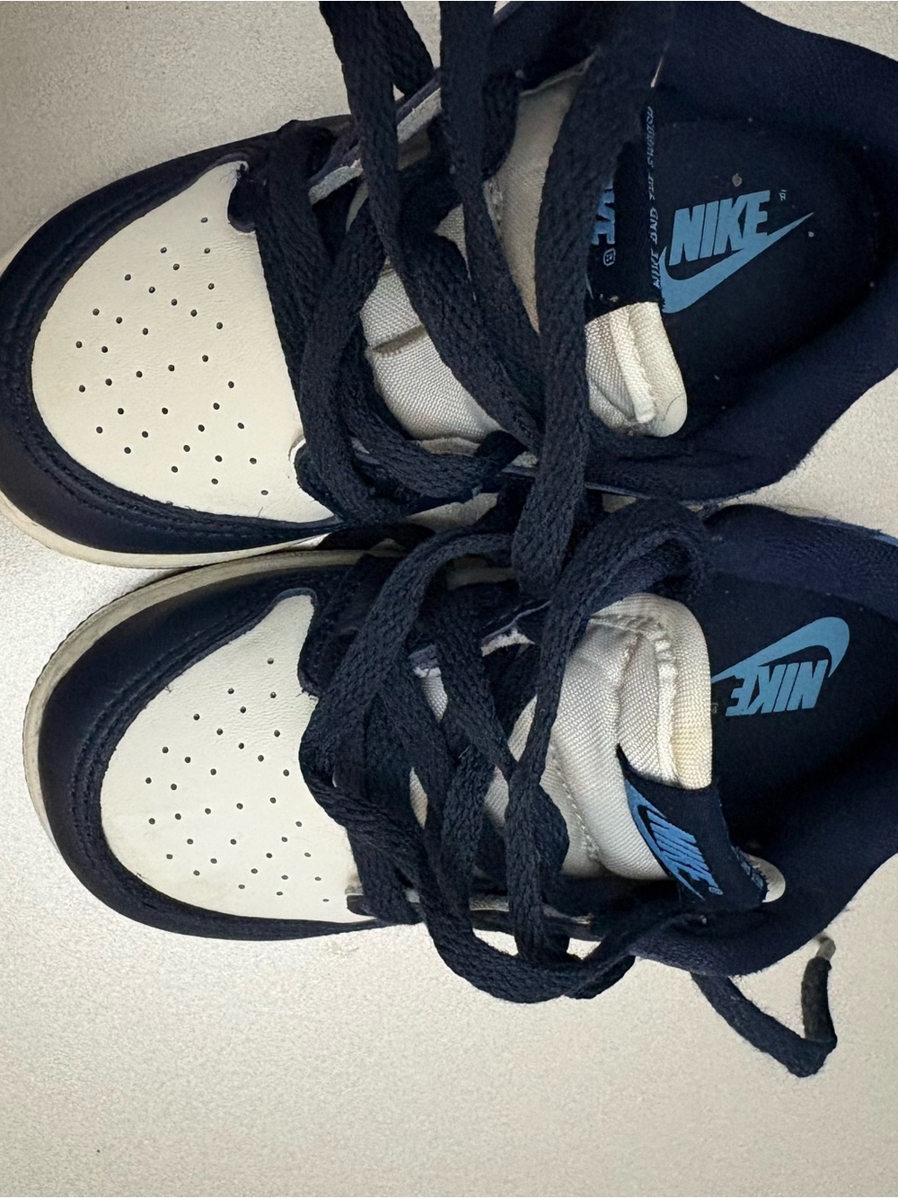 Jordan Kids Black and Cream Sneakers with Light Blue Nike Accents
